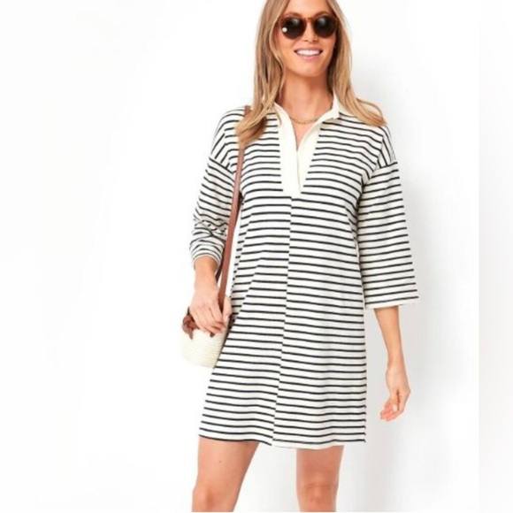 Tuckernuck Dresses & Skirts - Tuckernuck Ashton Knit Polo Dress Navy White Stripes Nautical Summer, sz XL